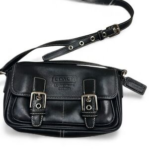 COACH *RARE* Vintage Y2K 90s Bleecker 9355 Soho Double Buckle Leather Crossbody